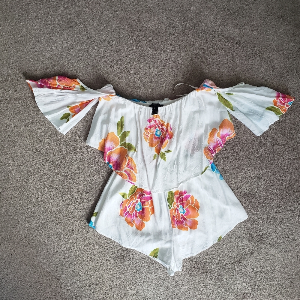 Forever 21 Floral off the Shoulder Romper